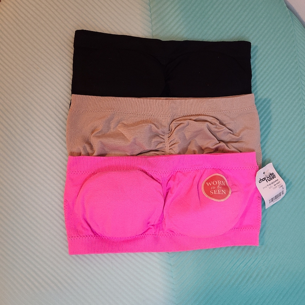 Charlotte Russe 3pk Seamless Strapless Bandeau Bralette Size Sm